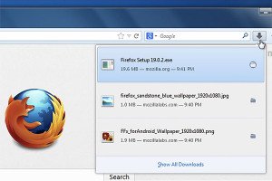 Кнопка менеджера завантажень в Firefox