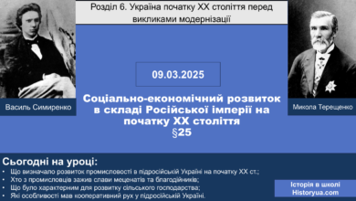 Соціально-економічний розвиток в складі Російської імперії на початку ХХ століття-Історія в школі