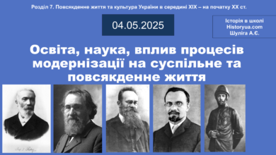 Освіта, наука, вплив процесів модернізації на суспільне та повсякденне життя-Історія в школі